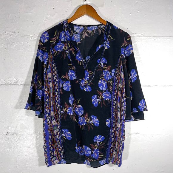Kobi Halperin Silk Floral Blouse Women’s Size M Embroidered Batwing Sleeve - Picture 2 of 8
